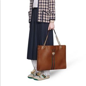 New GUCCI Rajah Large Leather Shoulder Bag Brown